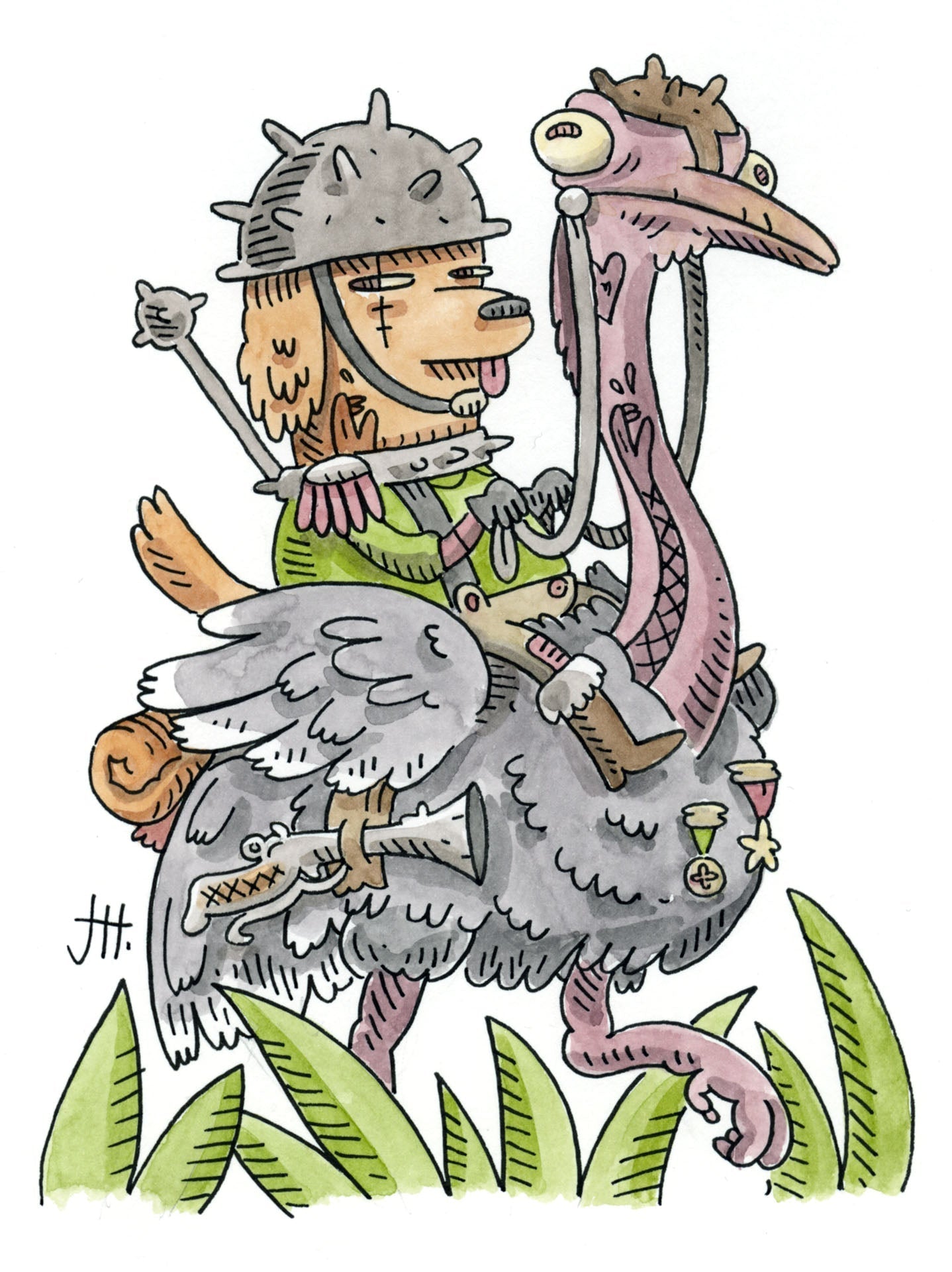 Sketch-A-Day 5, Ostrich Cavalry