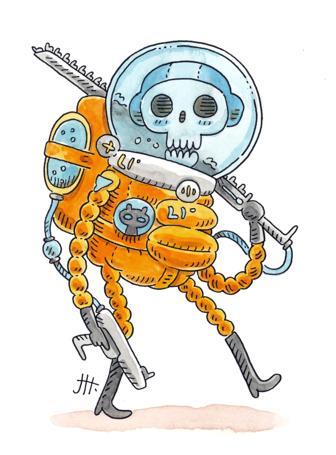 Sketch-A-Day 7, Grim Cosmonaut