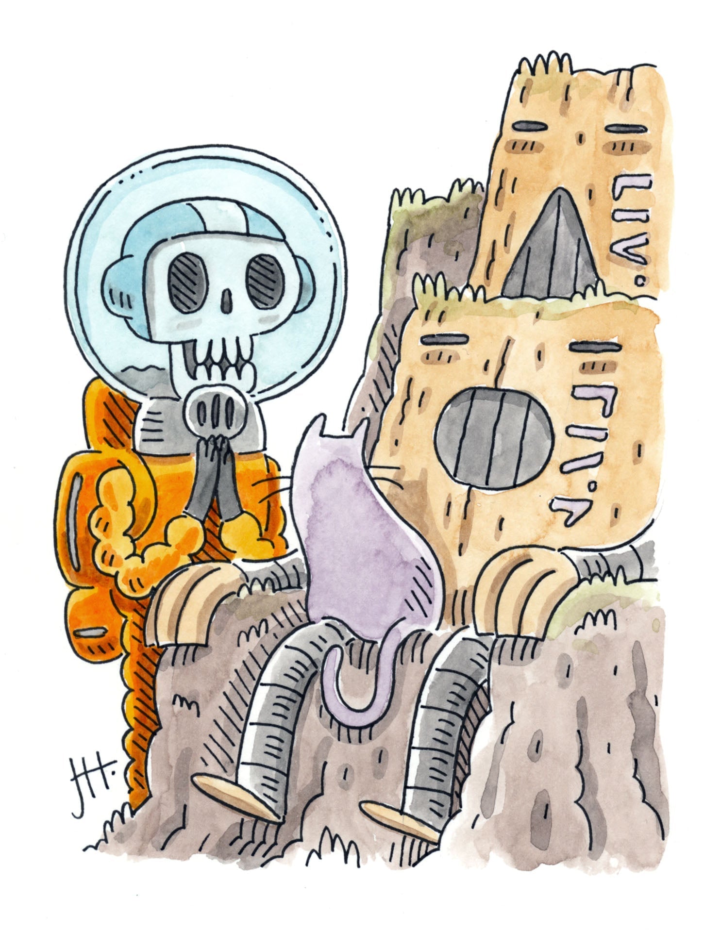 Sketch A Day 24, Grim Cosmonaut Contact