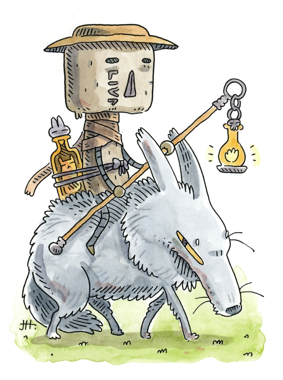 Sketch A Day 29, Robot and Wolf