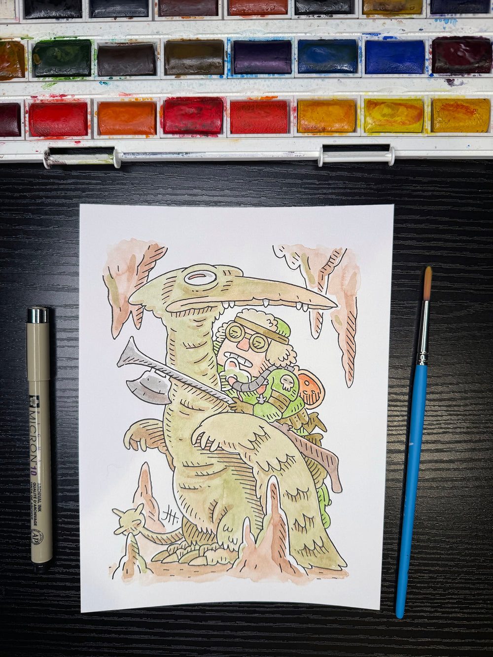 Ptera-Ptrooper Ink & Watercolor (Original)