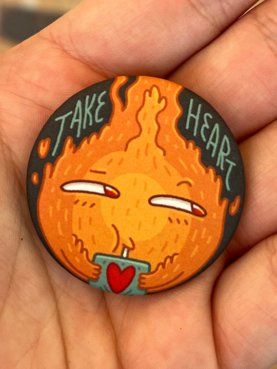 1 1/2" Pinback Button, Take Heart (Soft Touch) image 0