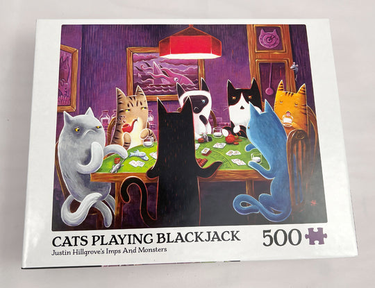 Cats Playing Blackjack 500-piece puzzle image 3