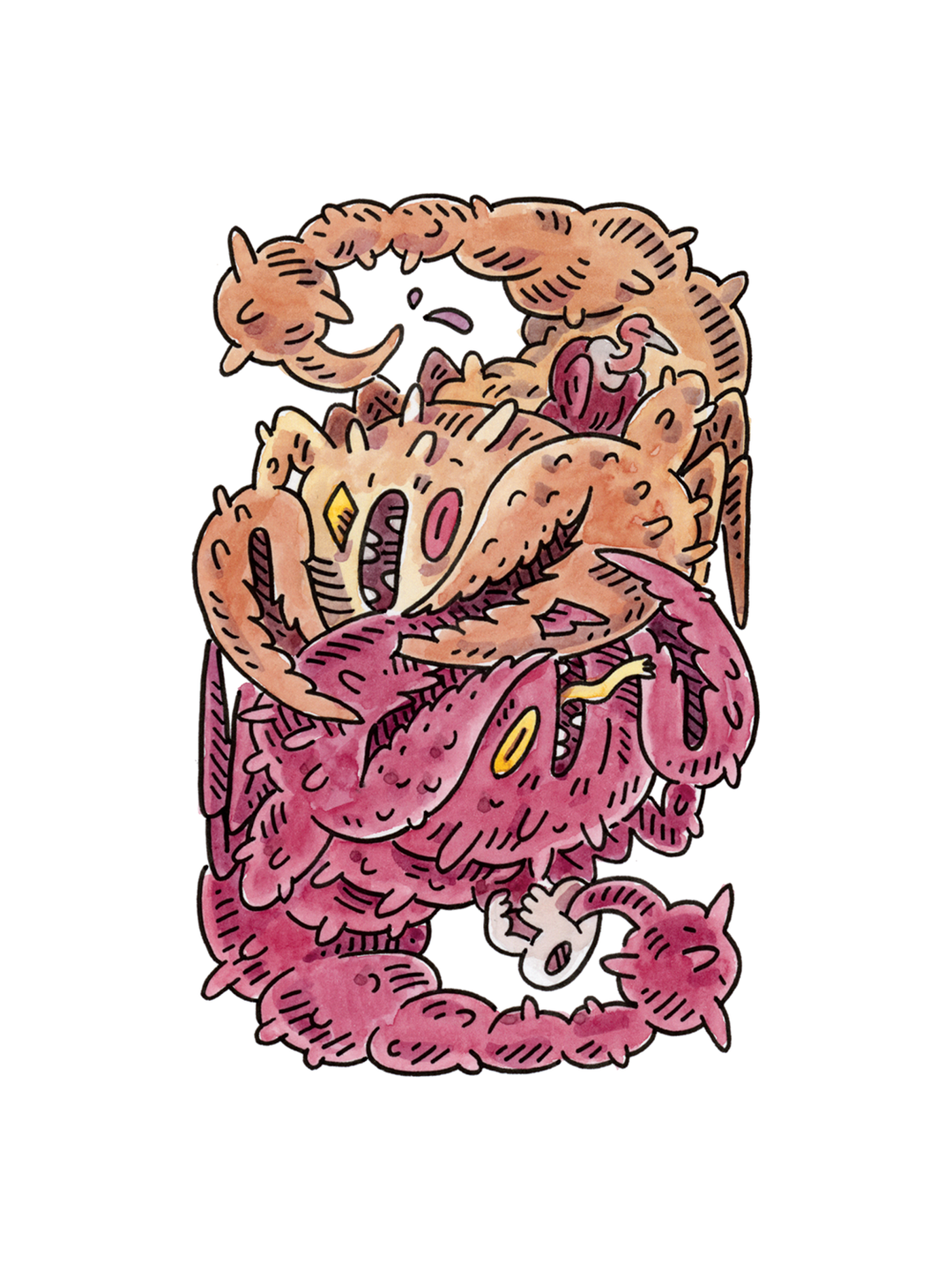 2 of Hearts Ink &amp; Watercolor (Original)