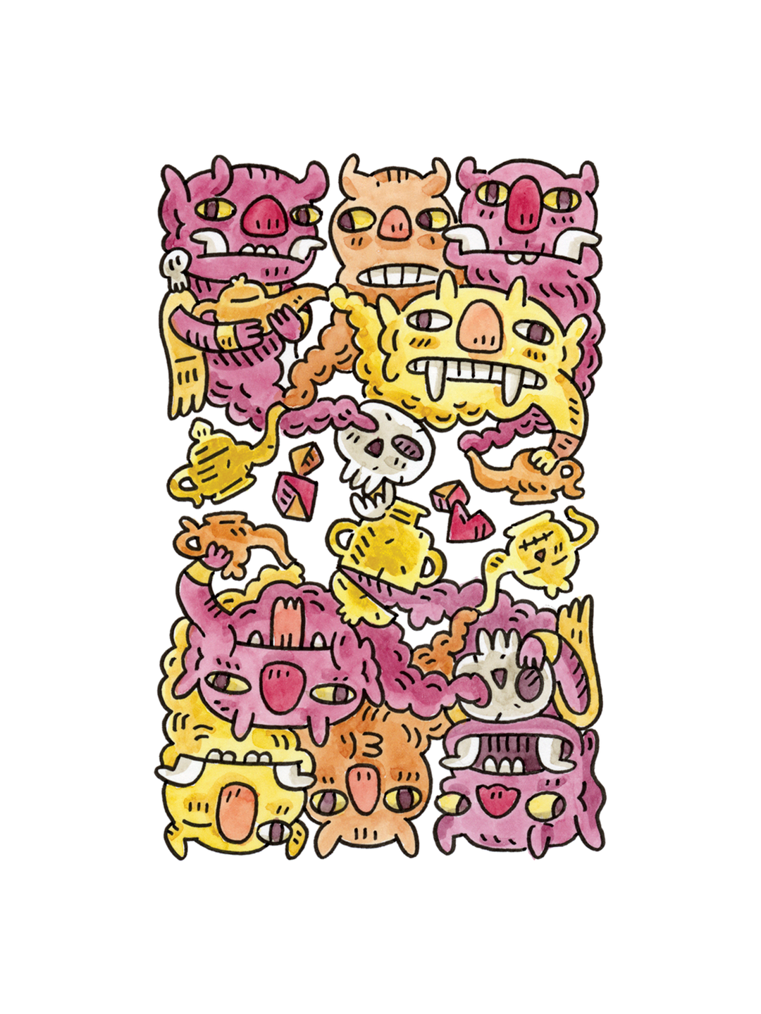 8 of Hearts Ink &amp; Watercolor (Original)
