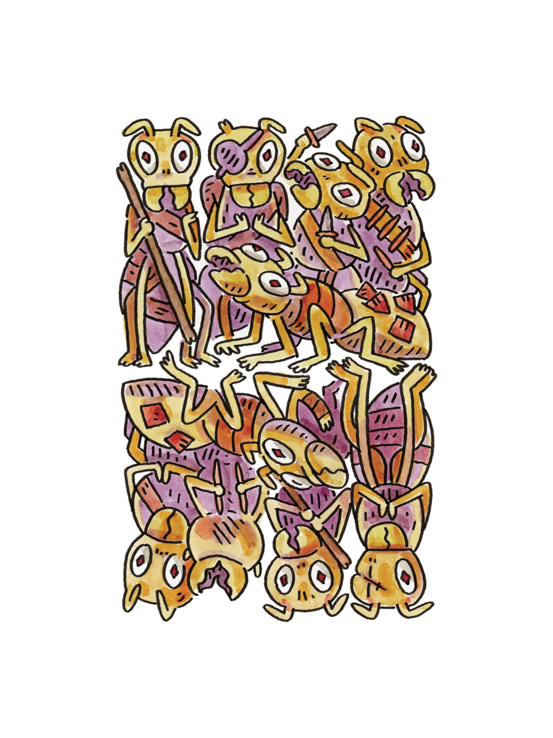 10 of Hearts Ink &amp; Watercolor (Original)