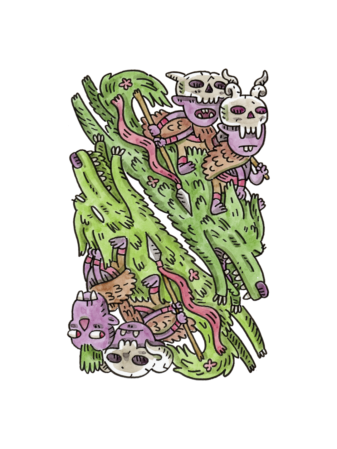 6 of Spades Ink &amp; Watercolor (Original)