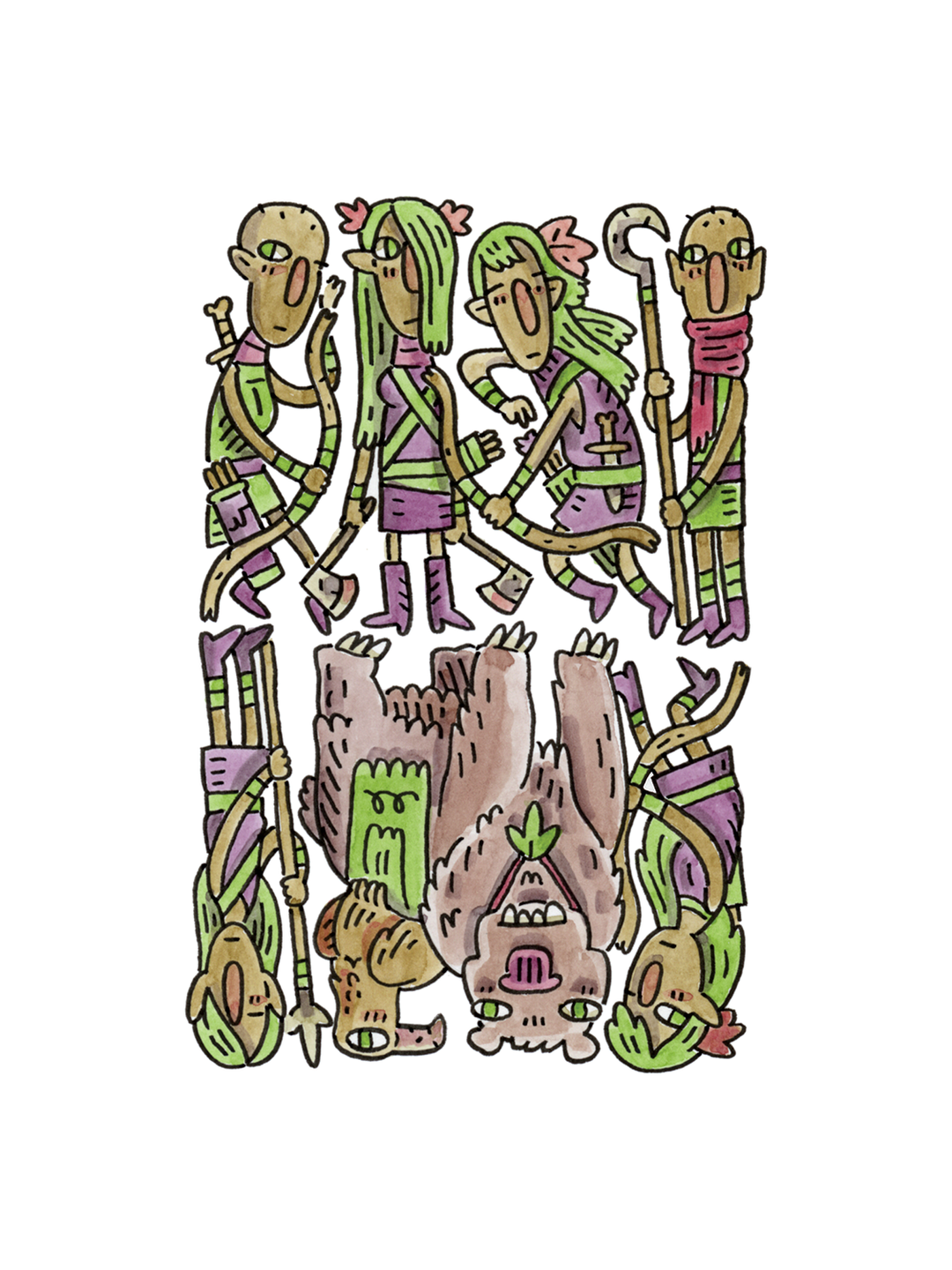8 of Spades Ink &amp; Watercolor (Original)