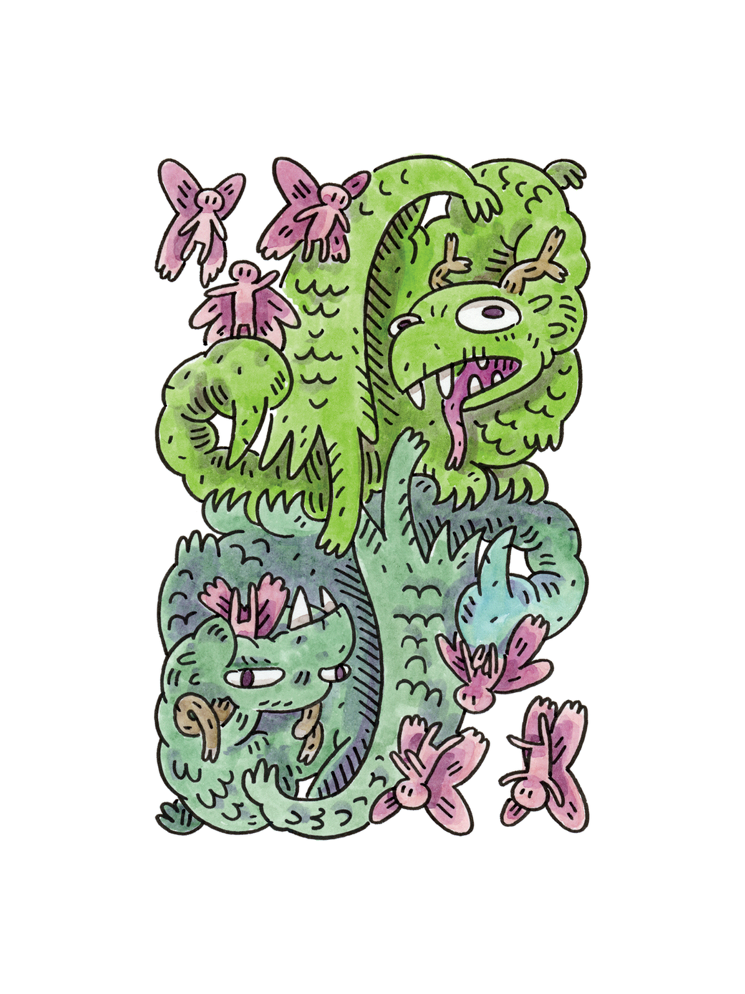9 of Spades Ink &amp; Watercolor (Original)