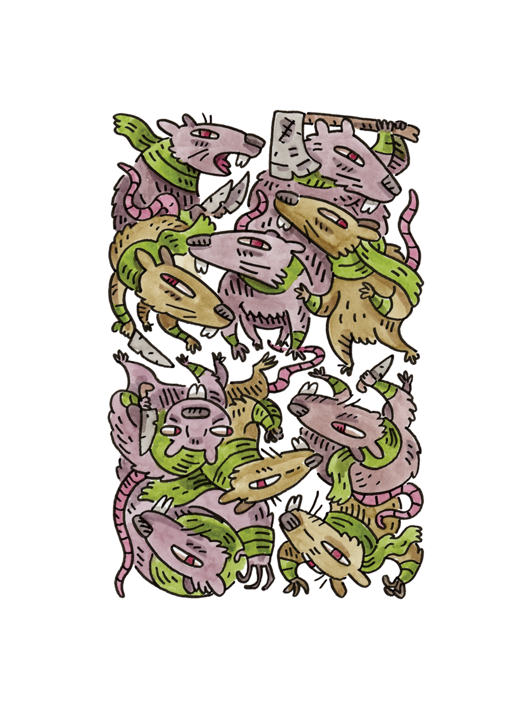 10 of Spades Ink &amp; Watercolor (Original)